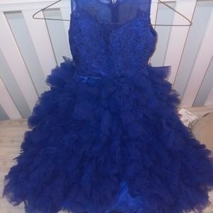 Navy blue formal tulle lined dress